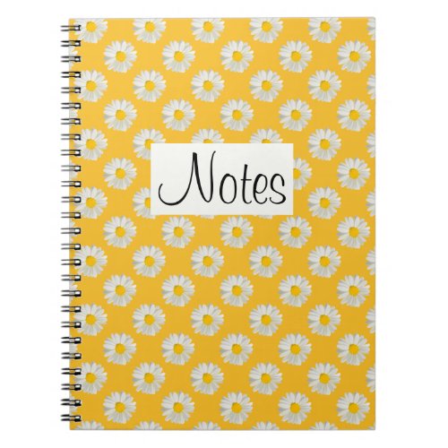 Flower floral print daisies on yellow notebook