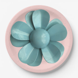 Flower Floral Spring Summer Wedding Pink Blue Paper Plates