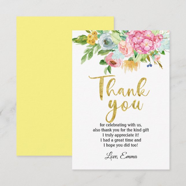 flower, floral  thank you card (Front/Back)