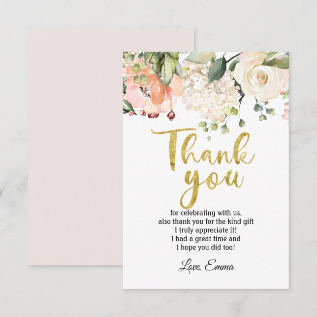 flower, floral  thank you card (Front/Back)