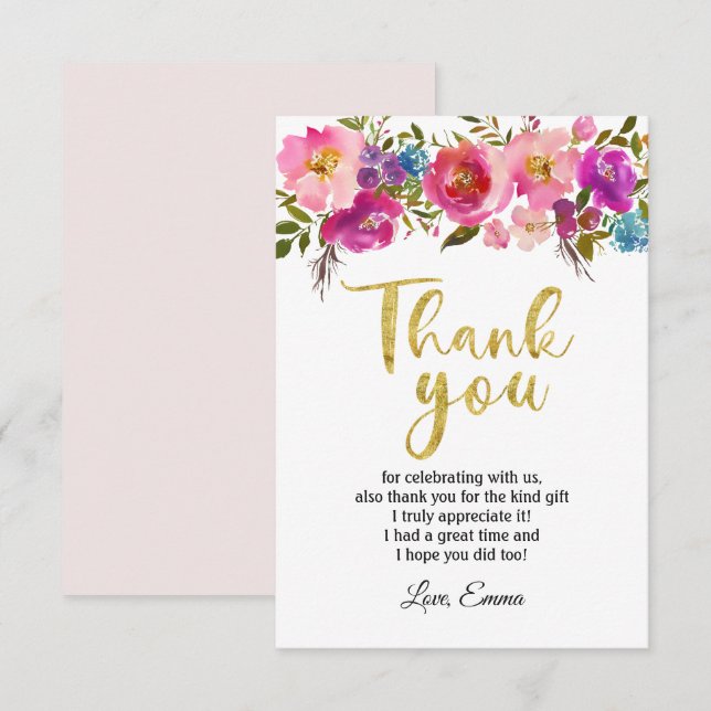 flower, floral  thank you card (Front/Back)