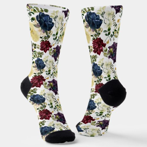 Flower Floral Watercolor Pattern Rose Winter  Socks