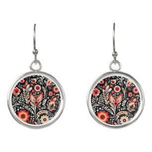 Flower Folk Pattern Earrings