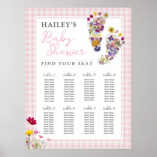Flower Footprints Baby Shower Seating Chart Poster
