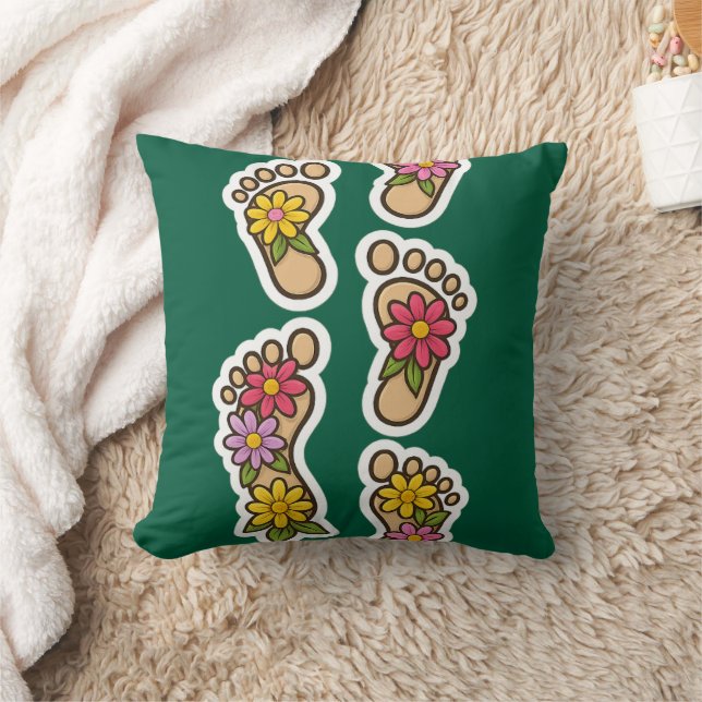  Flower Footprints – Walk in Beauty and Joy Throw Pillow (Blanket)