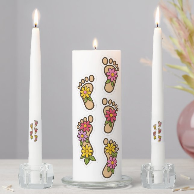  Flower Footprints – Walk in Beauty and Joy Unity Candle Set (In Situ)