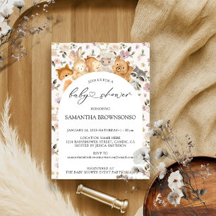 Flower Forest Animals Budget Baby Shower Invitation