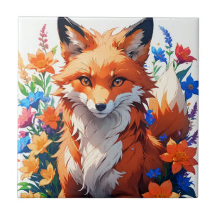 Flower Fox Ceramic Tile