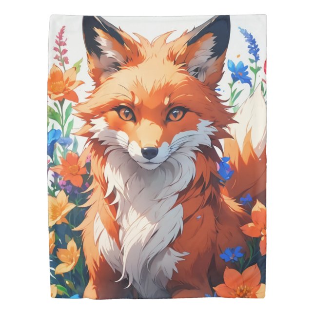 Flower Fox Duvet Cover (Front)
