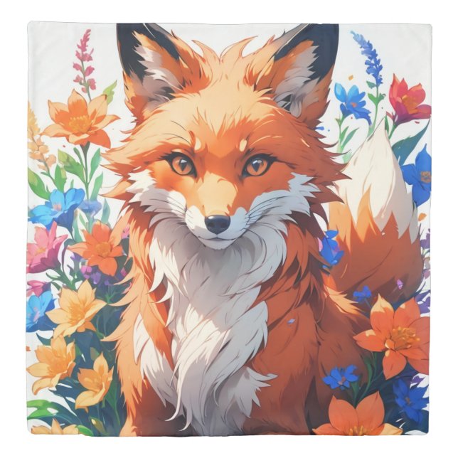 Flower Fox Duvet Cover (Front)