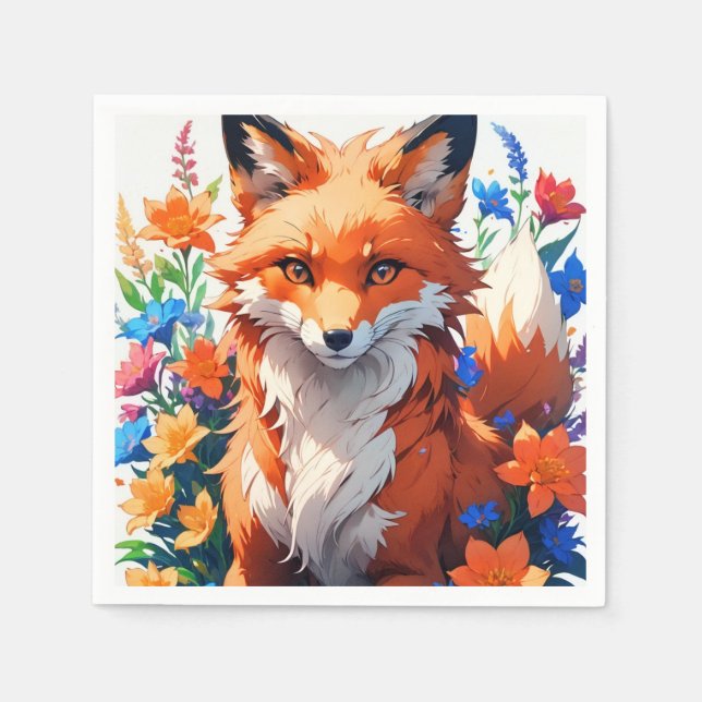 Flower Fox Napkins (Front)