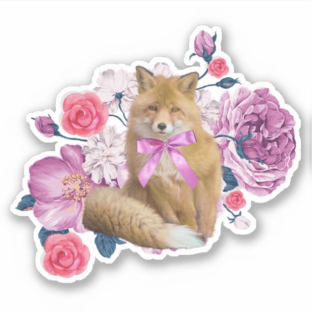 Flower Fox Sticker (Front)