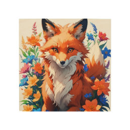 Flower Fox Wood Wall Art