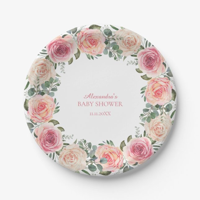 Flower Frame Baby Shower Paper Plates (Front)