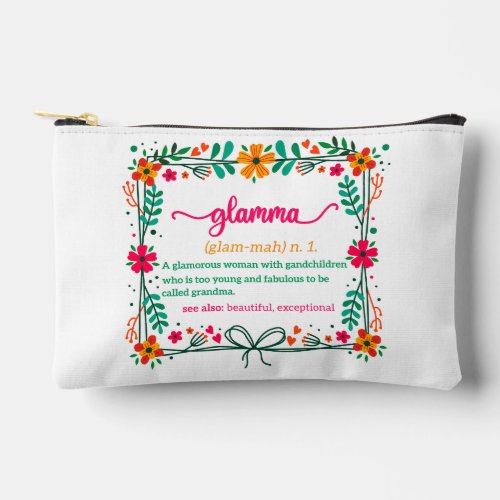 Flower Frame Glamma Grandma Grandmother Definition Accessory Pouch