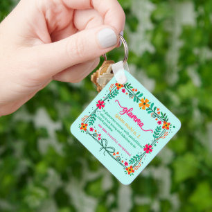 Flower Frame Glamma Grandma Grandmother Definition Keychain