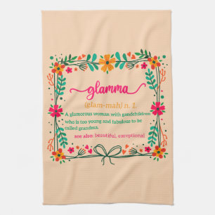 Flower Frame Glamma Grandma Grandmother Definition Kitchen Towel