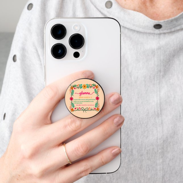 Flower Frame Glamma Grandma Grandmother Definition PopSocket (Hand)