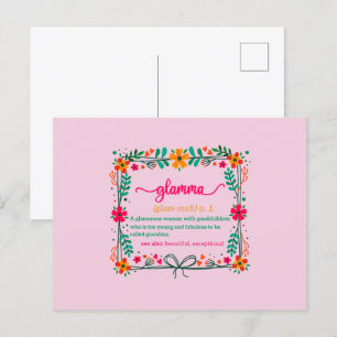 Flower Frame Glamma Grandma Grandmother Definition Postcard