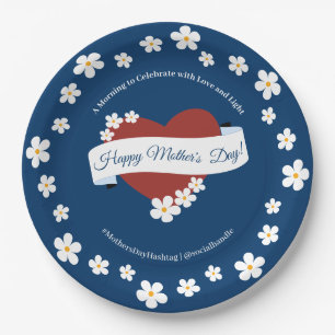 Flower Frame Heart Happy Mother's Day Event Paper Plates