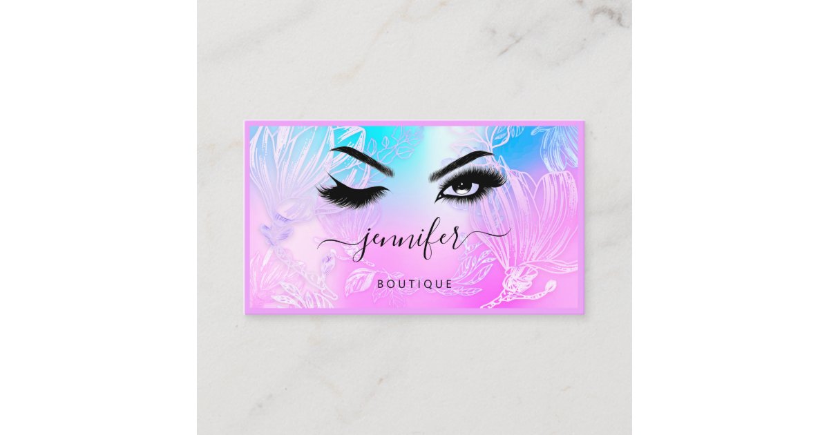 Flower Frame QR Code Custom Logo Lash Studio Business Card | Zazzle