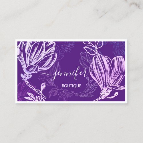  Flower Frame QR Code Custom Logo Pink Purple Business Card