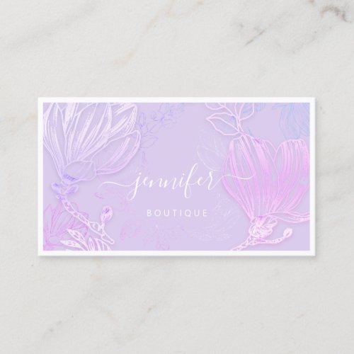  Flower Frame QR Code Custom Logo Pinky Purple   Business Card