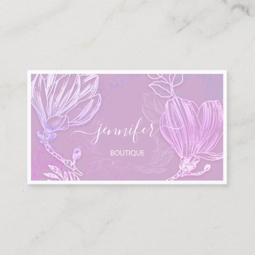  Flower Frame QR Code Custom Logo Purple Lilac Business Card