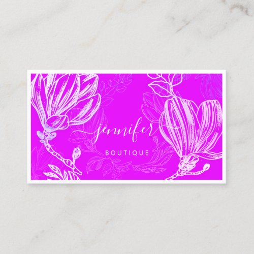  Flower Frame QR Code Custom Logo Purple Pink Business Card