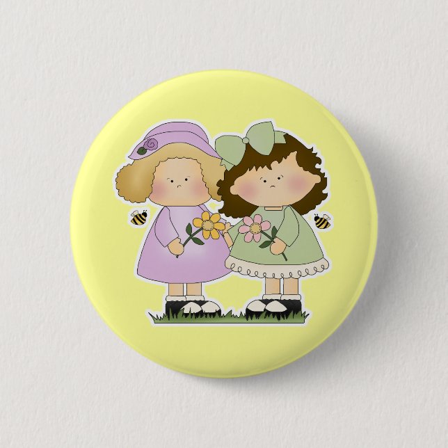 Flower Friends Girls Button (Front)
