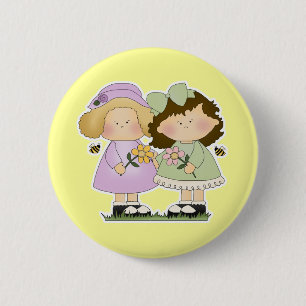 Flower Friends Girls Button