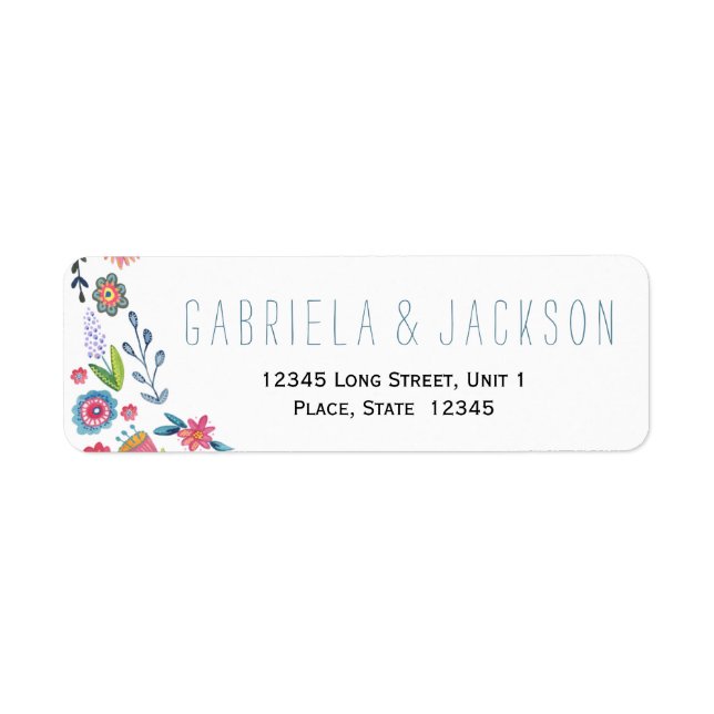 Flower Fun Wedding | Return Address Labels (Front)