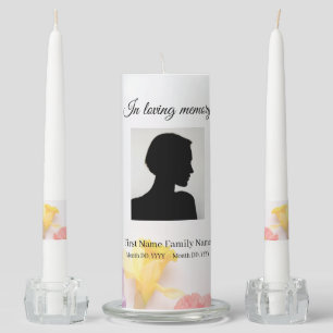 Flower funeral memorial pillar/ taper unity candle set