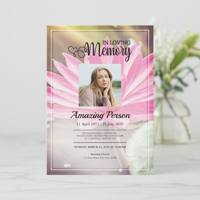 Flower Funeral order of service Invitation (Standing Front)