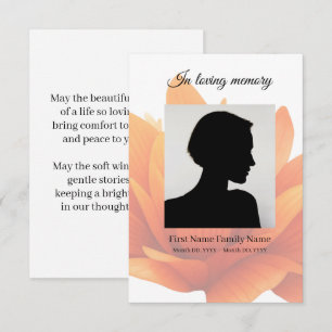 Flower funeral prayer card