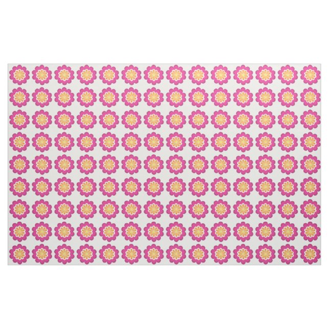 Flower Fusion_Geometric Sunburst_Poppy Fuchsia Fabric (Yard)