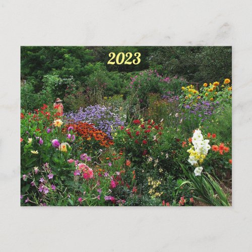  Flower Garden 2023 Calendar on Back Postcard