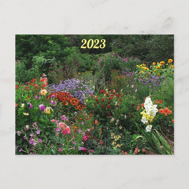  Flower Garden 2023 Calendar on Back Postcard
