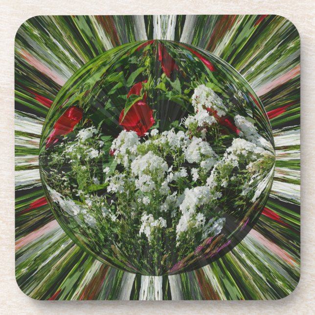Flower Garden Abstract Floral Art Cork Coaster Set (Front)