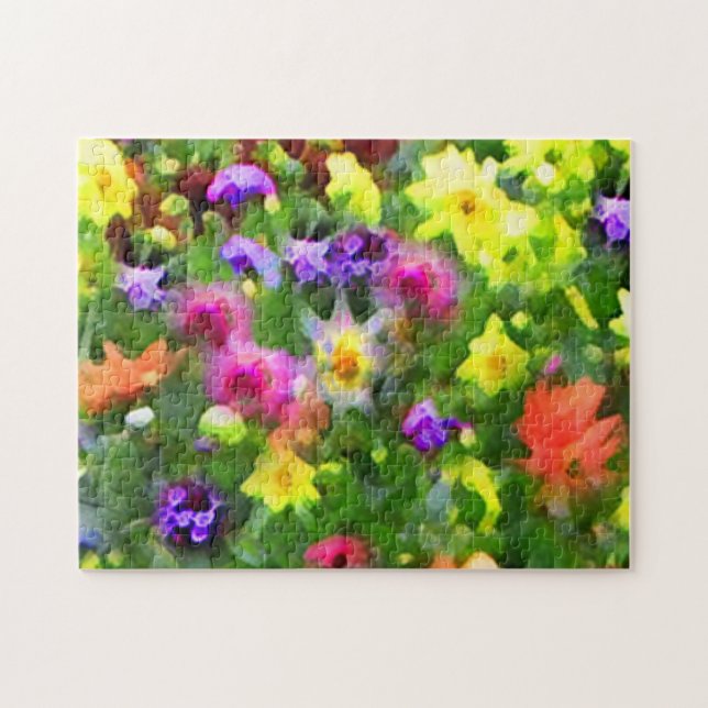 Flower Garden Abstract Green Floral Puzzle (Horizontal)