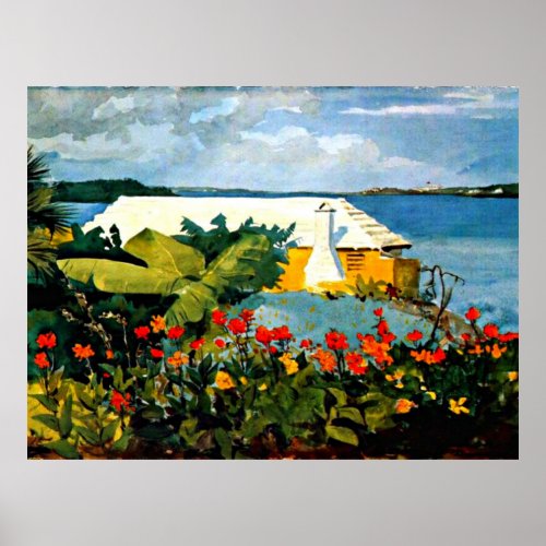 Flower Garden and Bungalow by Winslow Homer Poster