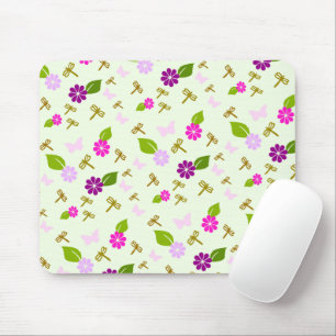 Flower Garden and Dragonfly Mouse Pad