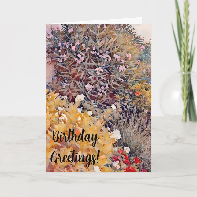 Flower Garden Art Birthday Card (Front)