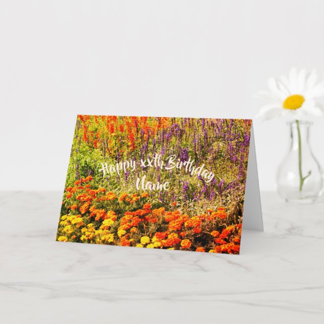 Flower Garden Art Personalized Birthday   Card (Small Plant)