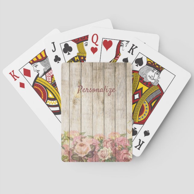 Flower Garden at Wood Fence Personalize Poker Cards (Back)