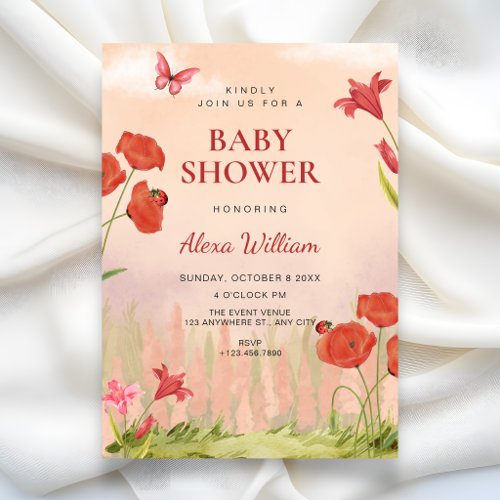 Flower garden baby shower invitation
