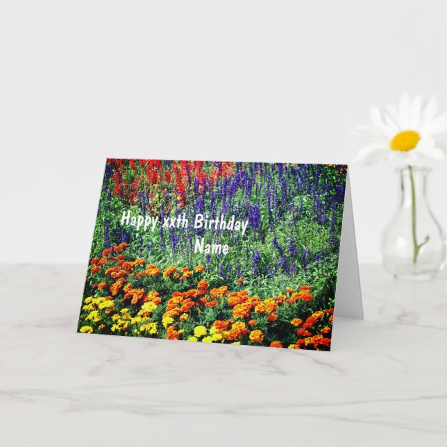 Flower Garden Beauty Personalized Birthday  Card (Small Plant)