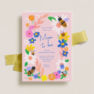 Flower Garden Bee Baby Shower Invitation