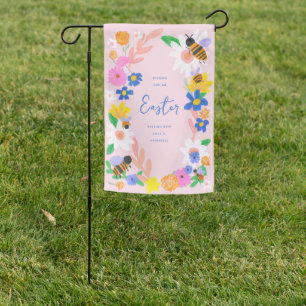 Flower Garden Bees Easter Flag