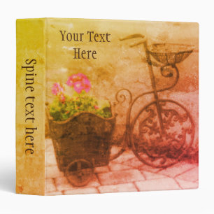 Flower Garden Bicycle Vintage Art Personalized 3 Ring Binder